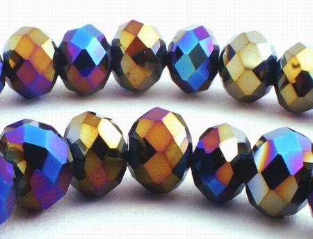 36 Golden Violet FAC Sparkling AB Crystal Rondelle Beads - 10mm