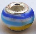 2 Yellow & Blue Twirl Troll Beads - 14mm x 10mm
