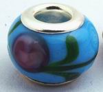2 Wild Flower Blue Troll Beads