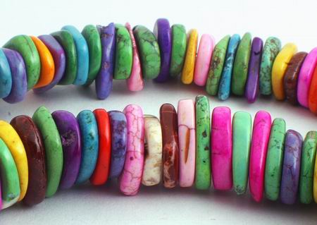 55 Colorful Rainbow Turquoise Disc Beads