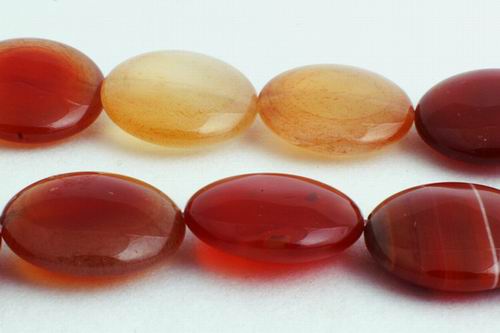 Shiny 3-Tone Carnelian Puff Button Beads