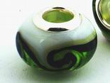 4  Peridot Green Swirl Troll Beads