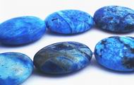 Shiny Larimar Blue Crazy Lace Agate Oval Beads