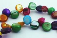 Colorful Rainbow MOP Shell Flat Oval Drop Beads