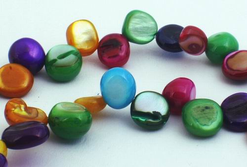 Colorful Rainbow MOP Shell Flat Oval Drop Beads