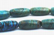 Slender Shiny Larimar Blue Jasper Tube Beads