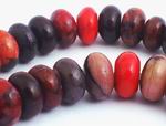 Large Exotic Fire-Red Rhodonite Rondelle Beads