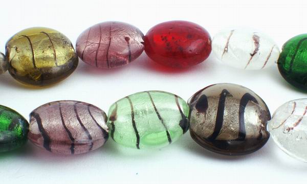 Venetian-Color Murano Glass Foil Button Beads - Heavy!