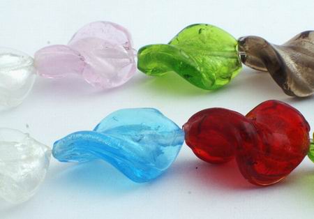 Colorful Murano Glass Foil Twist  Oval Beads
