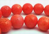 Heavy Red Orange Coral Beads - 14mm