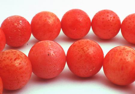 Heavy  Red Orange Coral Beads - 14mm