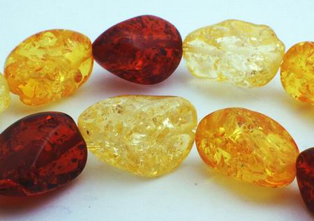 Glamorous 3-Tone Amber Nugget Beads
