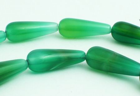 Slinky Long Green Carnelian Teardrop Beads: MrBead