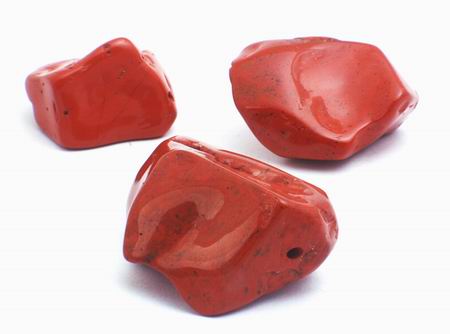 2 Grand Shiny Brick-Red Jasper Nugget Beads