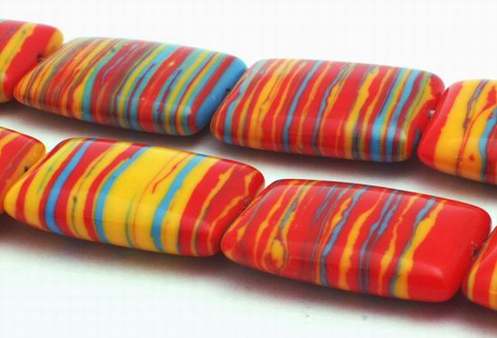 Eye-catching Rainbow Calsilica Pillow Beads - 18mm x 13mm