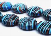 25 Large Zebra Blue Rainbow Calsilica Button Beads