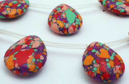 22 Glamorous Rainbow Calsilica Teardrop Beads