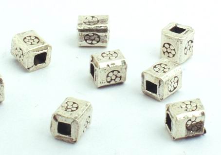 8 Tiny Cube Thai Silver Bead Spacers - 3mm x 2mm