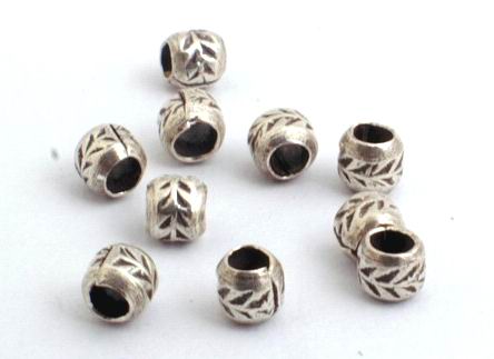 10 Tiny Drum Thai Silver Bead Spacers - 3mm x 2mm