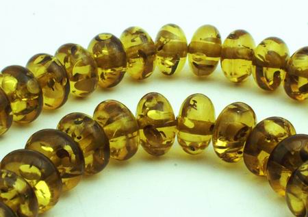 80 Sleek Green Amber Rondelle Beads - 8mm