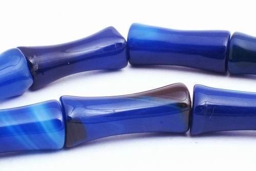 14 Unusual Deep Blue Agate Hour-Glass Beads