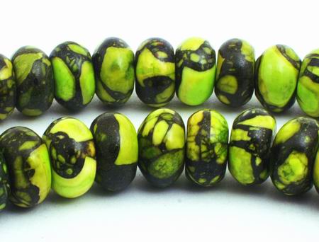 82 Snazzy Olive-Green Turquoise Rondelle Beads