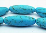 Long Blue Turquoise Barrel Beads - 30mm