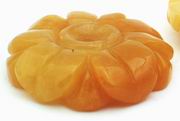 Large Carved Butterscotch Jade Flower Bead