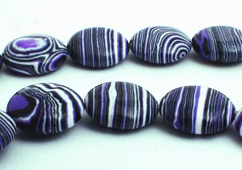 34 Mystical Zebra Purple  Calsilica Button Beads