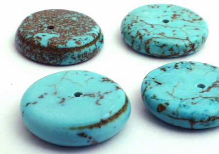 10 Blue Turquoise Disc Beads- 14mm