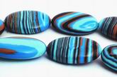 Sky-Blue Zebra Striped Oval Calsilica Beads