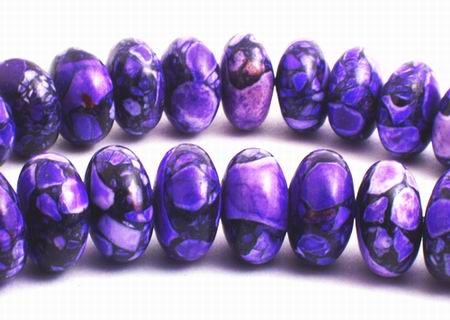 70 Large Purple Turquoise Rondelle Beads