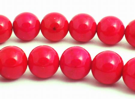 Rich Deep Pink 8mm Fossil Beads