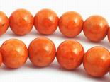 Rich Salmon Orange Fossil Beads - 6mm