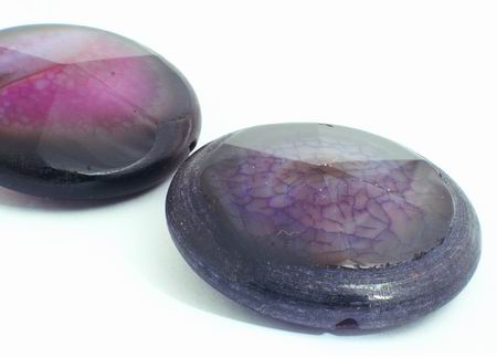 Huge Unusual Deep Purple Diamond Fire Agate Bead