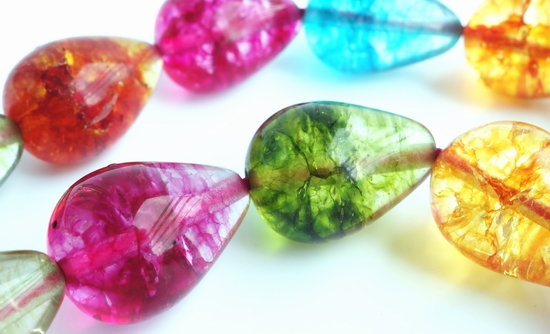 Large Watermelon Quartz Teardop Beads - Dramantic!