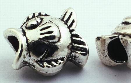 10 Large Silver Fish Bead Spacers