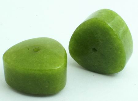 8 Olive Green Jade Curved-Triangle Beads - Large