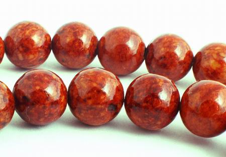 Earthy Fire Orange Fossil Beads - 8mm