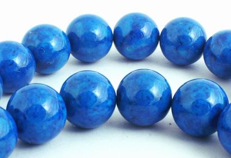 Gleaming Midnight Blue 8mm Fossil Beads