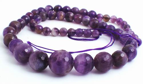 Graduated Majestic FAC Amethyst Bead Strand - 14mm to 6mm