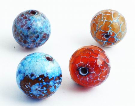 12 Splendid FAC Blue Crab Fire Agate Beads - Large 12mm