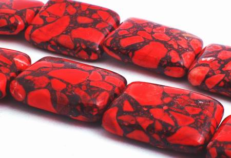 Fire-engine Red Spider Web Turquoise Pillow Beads