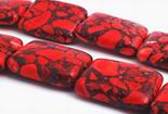 Fire-engine Red Spider Web Turquoise Pillow Beads