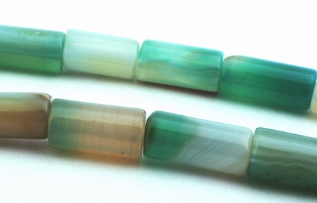 31 Green  Bamboo Agate Tube Beads