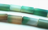 31 Green Bamboo Agate Tube Beads