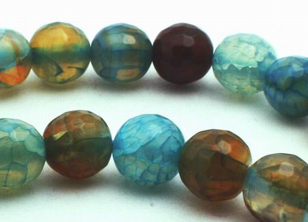 Blissful Aqua-Blue Crab Fire Agate Faceted 6mm Beads