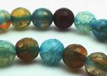 Blissful Aqua-Blue Crab Fire Agate Faceted 6mm Beads