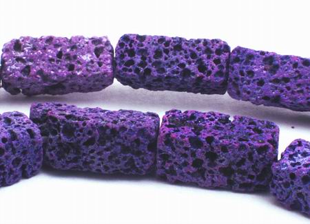 Unusual Earthy Purple Rectangle Lava Beads