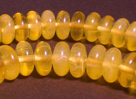 82 Zesty Lemon Amber Rondelle Beads